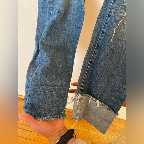 MOTHER Blue Cropped Distressed Jeans - Picture 3 of 16